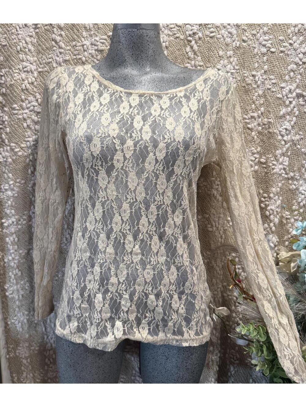 Women's ivory lace blouse, Love by Love brand, size L